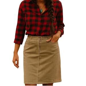 Vintage 90s Women’s 18 Eddie Bauer Tan Corduroy Skirt Western Cotton